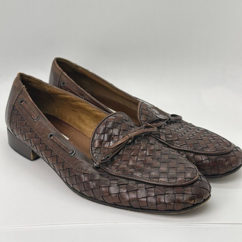 Talbots Brown Woven Leather Loafers